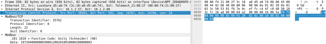 Wireshark: the 0x71 frame that forces an output